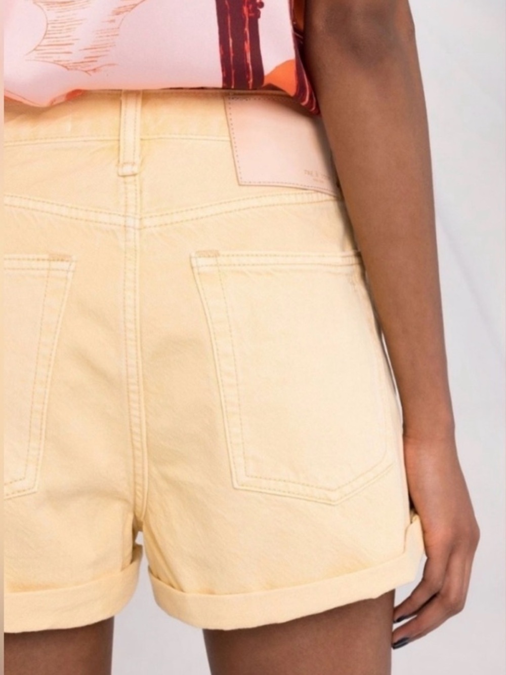 Rag & Bone Maya High-Rise Shorty Shorts Relaxed Fit Butter Yellow Size 28 - Picture 7 of 8